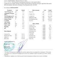 ANALYSIS CERTIFICATE NoGB189-069PW5 Humate Power 5-1